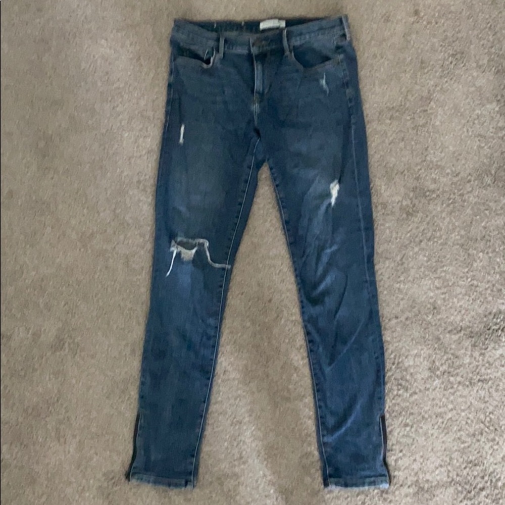 Banana republic distressed jeans with zipper ankle